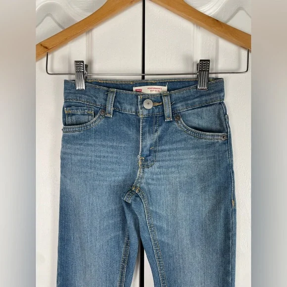 Levi’s Performance 511 Slim Jeans Boys Size 4 Blue Straight Leg Adjustable Waist - Picture 2 of 14